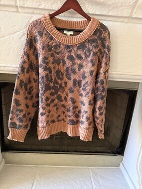 Aerie Leopard Print Crewneck Sweater